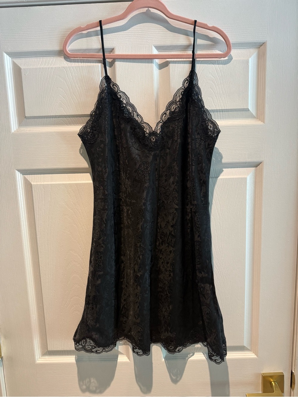 Vintage Victoria’s Secret Black Lace Slip Dress Chemise Paisley Sheer Size L Y2K